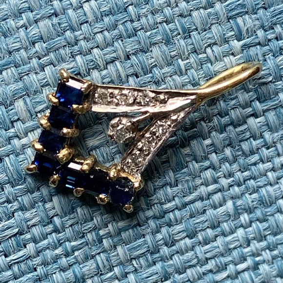 Genuine Sapphires and Diamonds 14k Gold Pendant - Picture 15 of 17